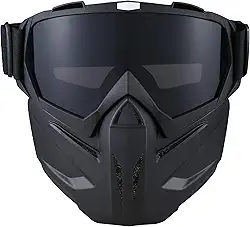 BROYEUR Máscara de Paintball Antiembaçante, Máscara Tática Facial Completa Óculos Destacáveis para Motocicleta Ciclismo Esqui Halloween Jogo Cs Cosplay (Preto 2#)