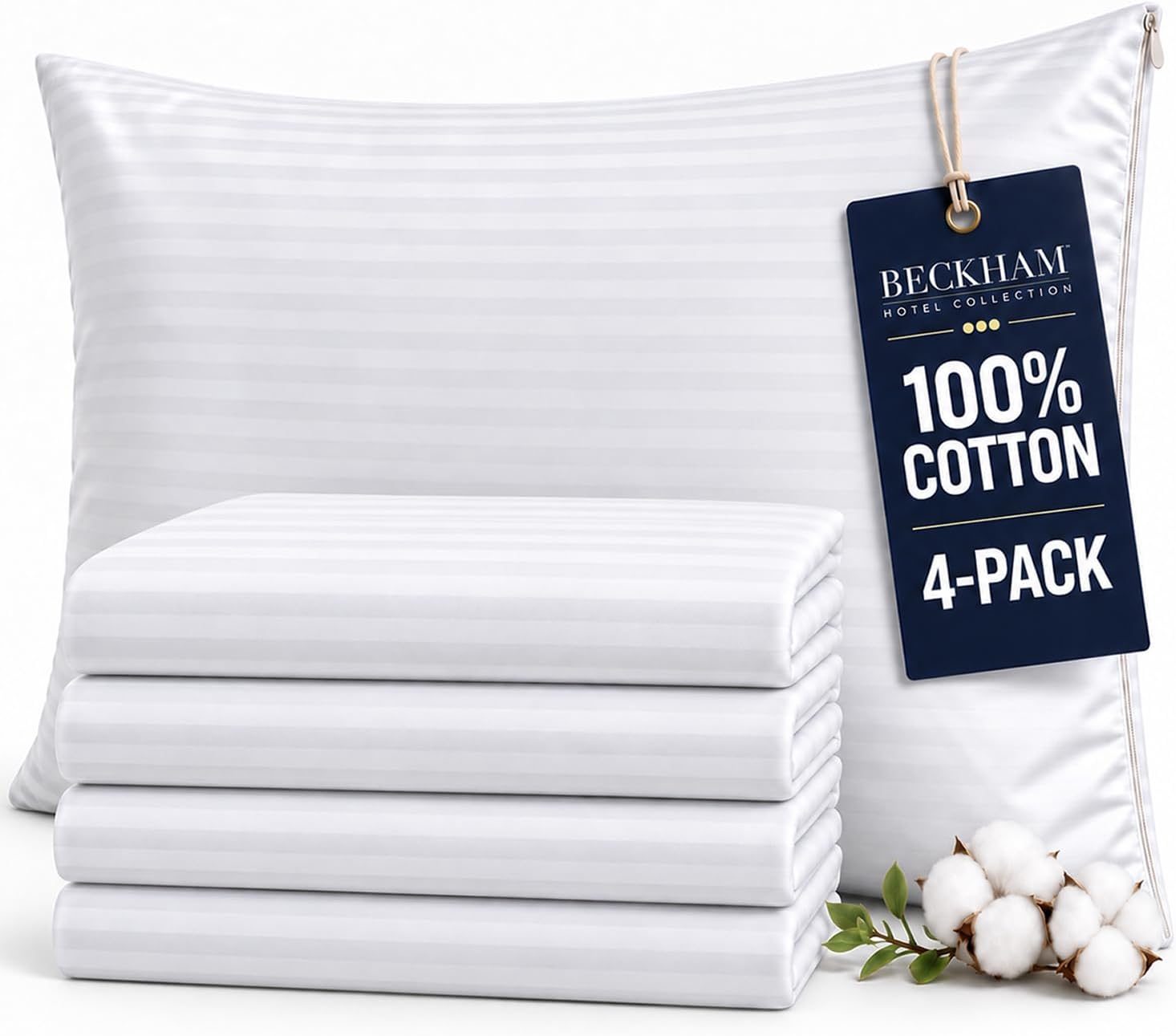 Beckham Hotel Collection 2 Pack 100% Cotton Pillow Protectors - King Size