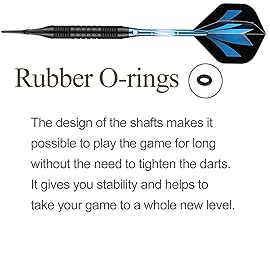 sanfeng Darts Plastic Tip Set with Black Barrel 18g for Electronic Dart Board with 50 Rubber O-Rings 6 Blue Alu Shafts Extra 50 Replacement Soft Tips Accessories