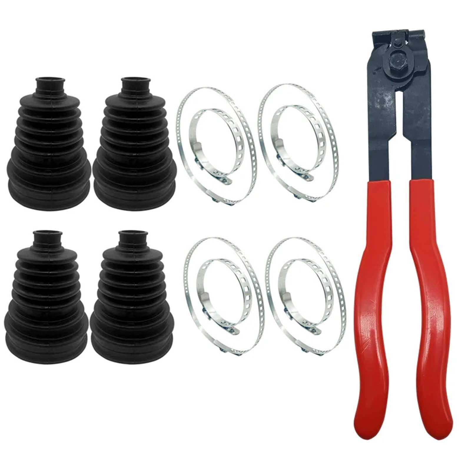 Buty CV Zestaw 4 silikonowych zacisków do przegubów homokinetycznych o stałej prędkości, gumowych, odpornych na starzenie i zużycie CV Joint Boot Kit(Set A)