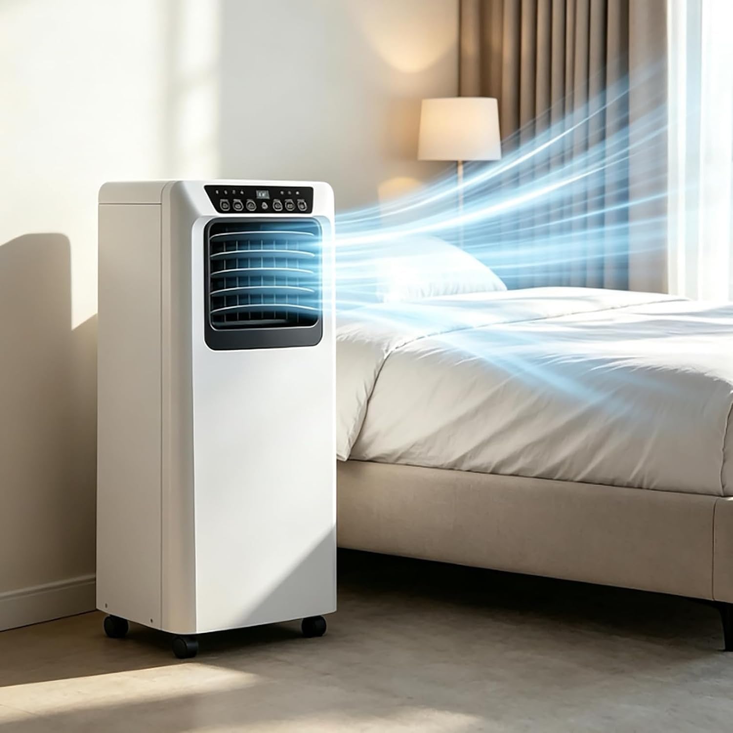 Condizionatore d'Aria Portatile 7000/9000 BTU per Stanza Fino a 25 m², unità AC silenziosa da 7000BTU, Timer 24 Ore e Telecomando, Senza Scarico Acqua né drenag, 9000btu