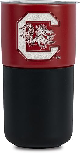Miniatura 359 de Rico Industries NCAA Miami of Ohio Redhawks - Vaso de cerámica de 16 onzas con agarre de silicona, grabado láser profundo, diseño de color negro