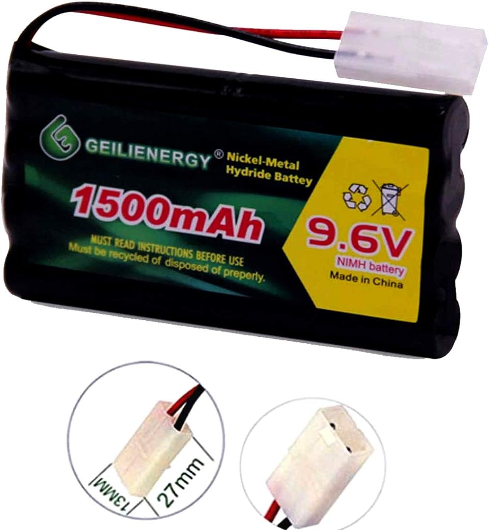 9.6V 1500mAh Rechargeable NiMH RC Battery with Tamiya Connector Compatible with RC Car RC Truck RC Airplane RC Boat Traxxas LOSI Associated HPI Kyosho Tamiya Quadcopter Drone Hobby (2 Pack)