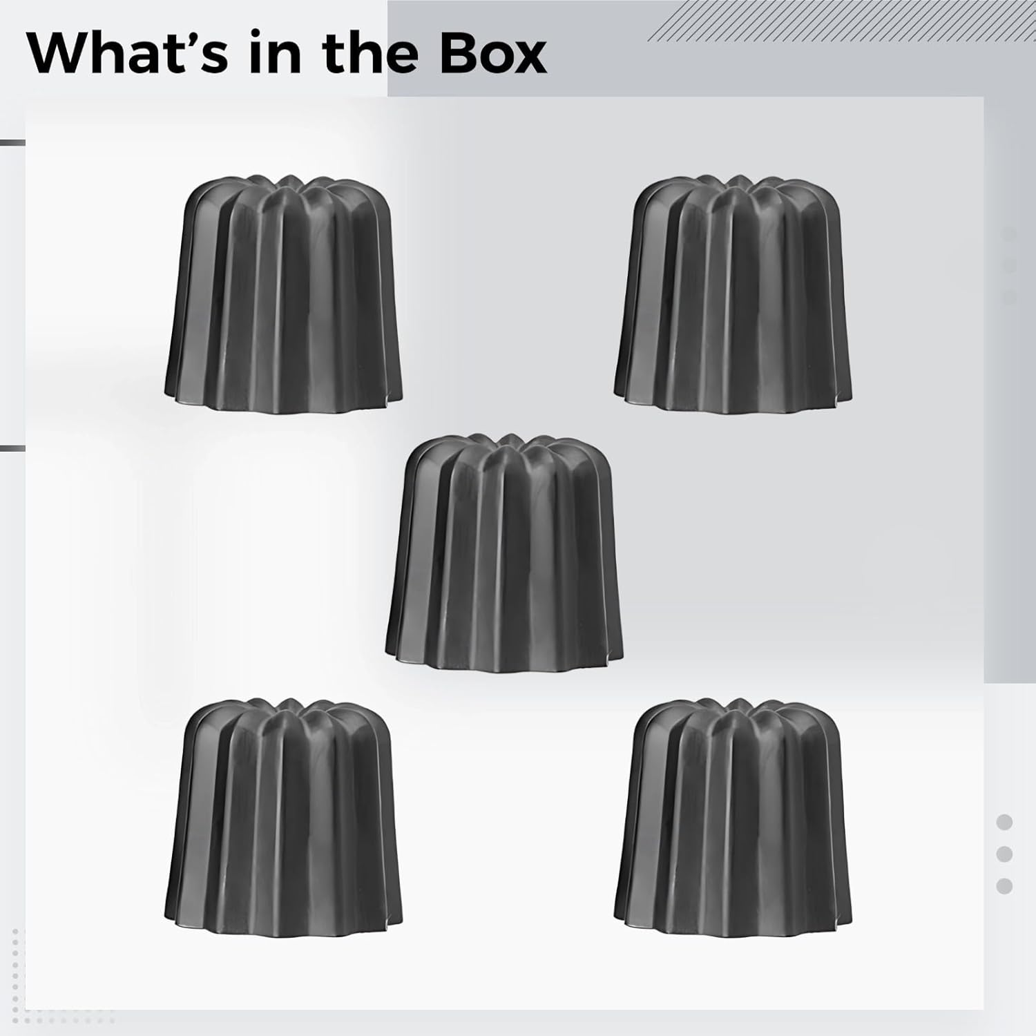 5 Piece Nonstick Canneles Bakeware Molds, Single-Piece Aluminum Cake Mold, Seamless Madeleines Molds for Baking, Easy Release Tarts Mold, Ideal for Pastry & Baking