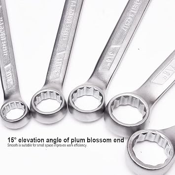 Harden Professioanl 8-Piece Inch Combination Spanner Set Carbon Steel, Mirror Polished, Sizes 5/16 to 3/4, with Plastic Hanger SAE Wrench Set
