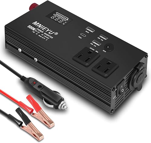 Miniatura 1 de Inversor de corriente de 500 W - Inversor de corriente de 12 V a 110 V para vehículos y automóvil, inversor de corriente con 2 x 2.4 A USB1xQC 3.01