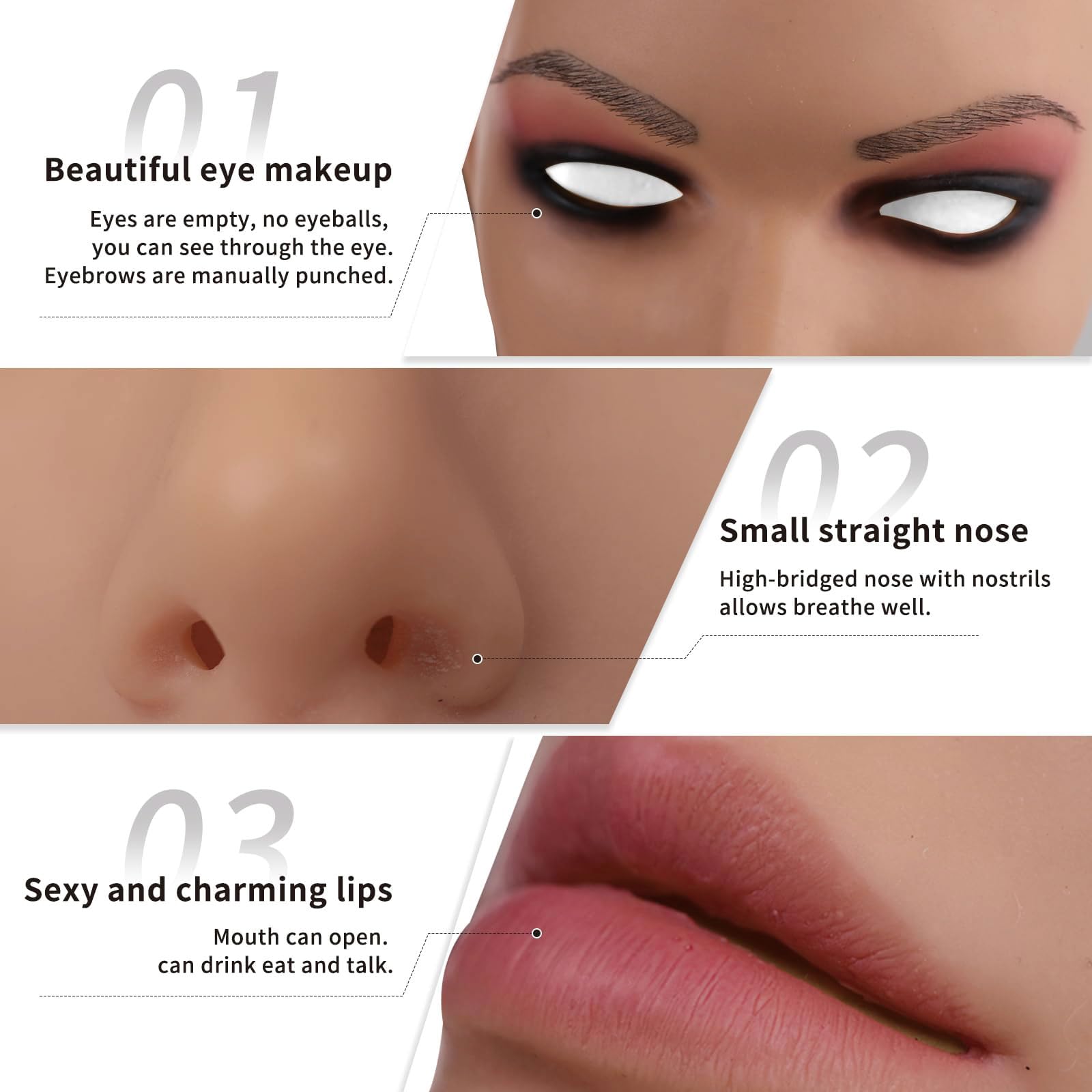 Realistische Silikon-Frauenmaske mit Make-up, Vollkopfmaske für Cosplay | Realistischer Frauenlook aus weichem Silikon mit Make-up, ideal für Crossdresser, Drag, Cosplay, Halloween und Partys