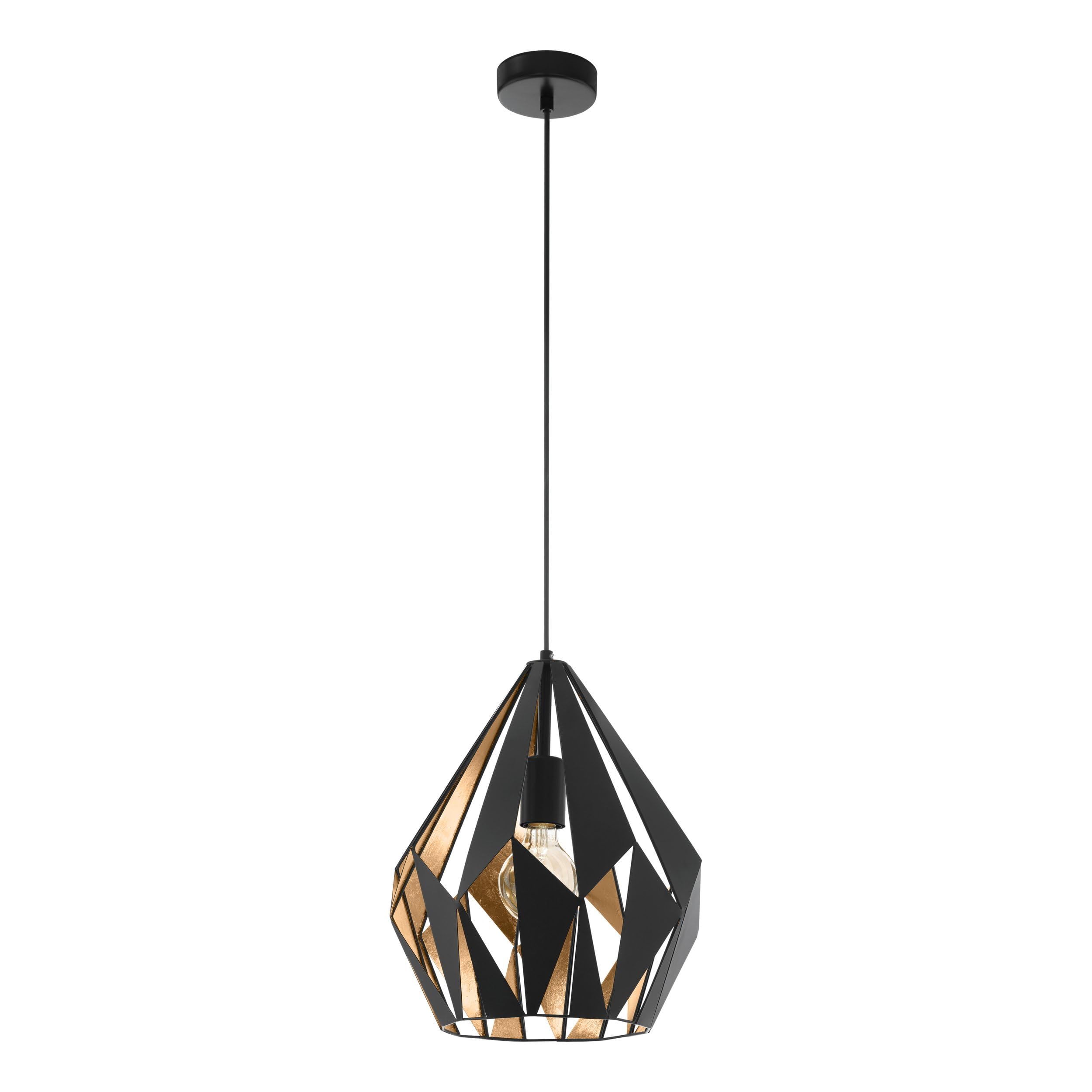 Eglo Unisex Black Single Pendant Light E27 Gold Carlton 1