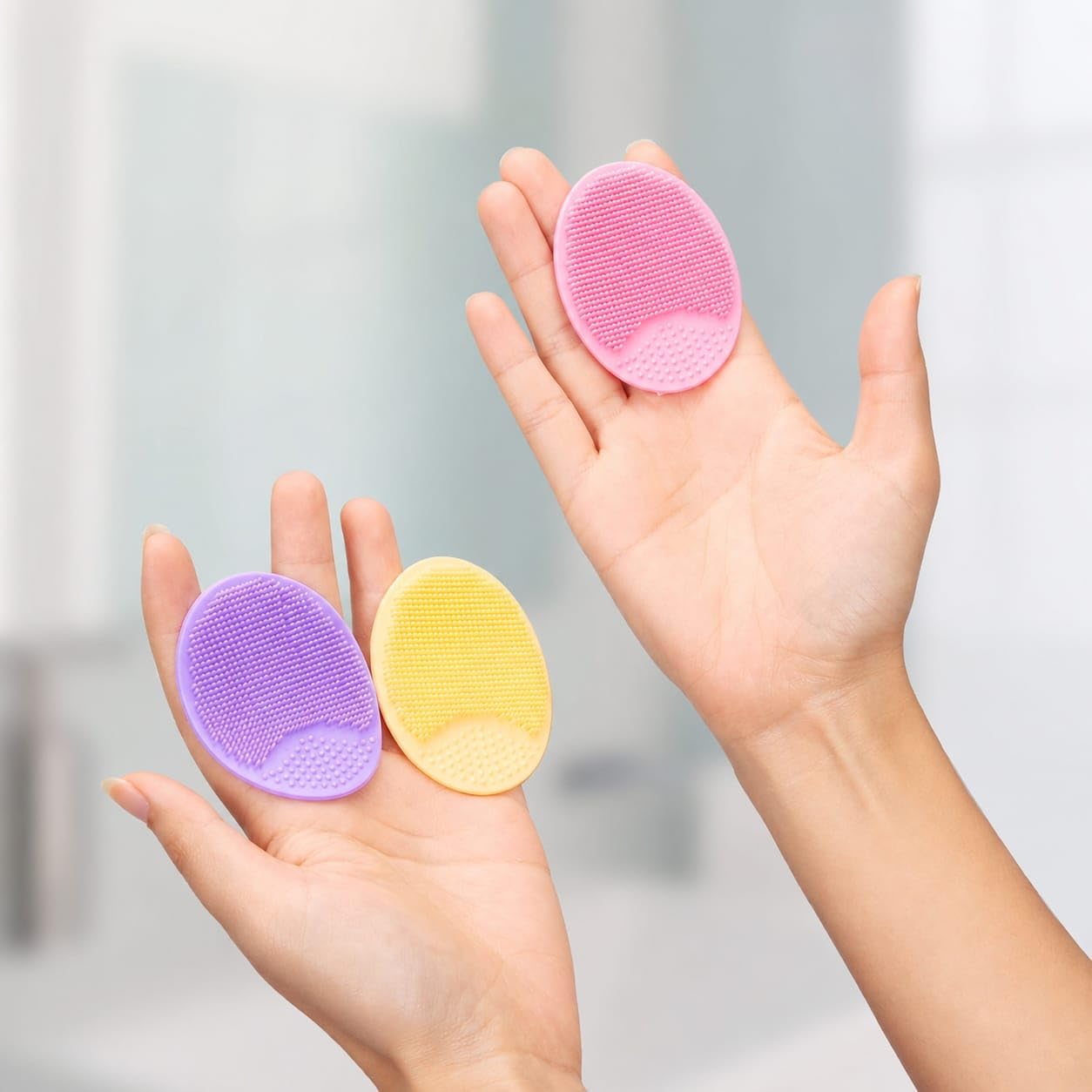 4-Pack Soft Silicone Facial Cleansing Brush – Gentle Face Scrubber for Deep Pore Cleaning, Exfoliation, Blackhead & Acne Removal, Facial Massage for Sensitive, Dry & All Skin Types (Multcolour) (PACK OF 3)-image-42