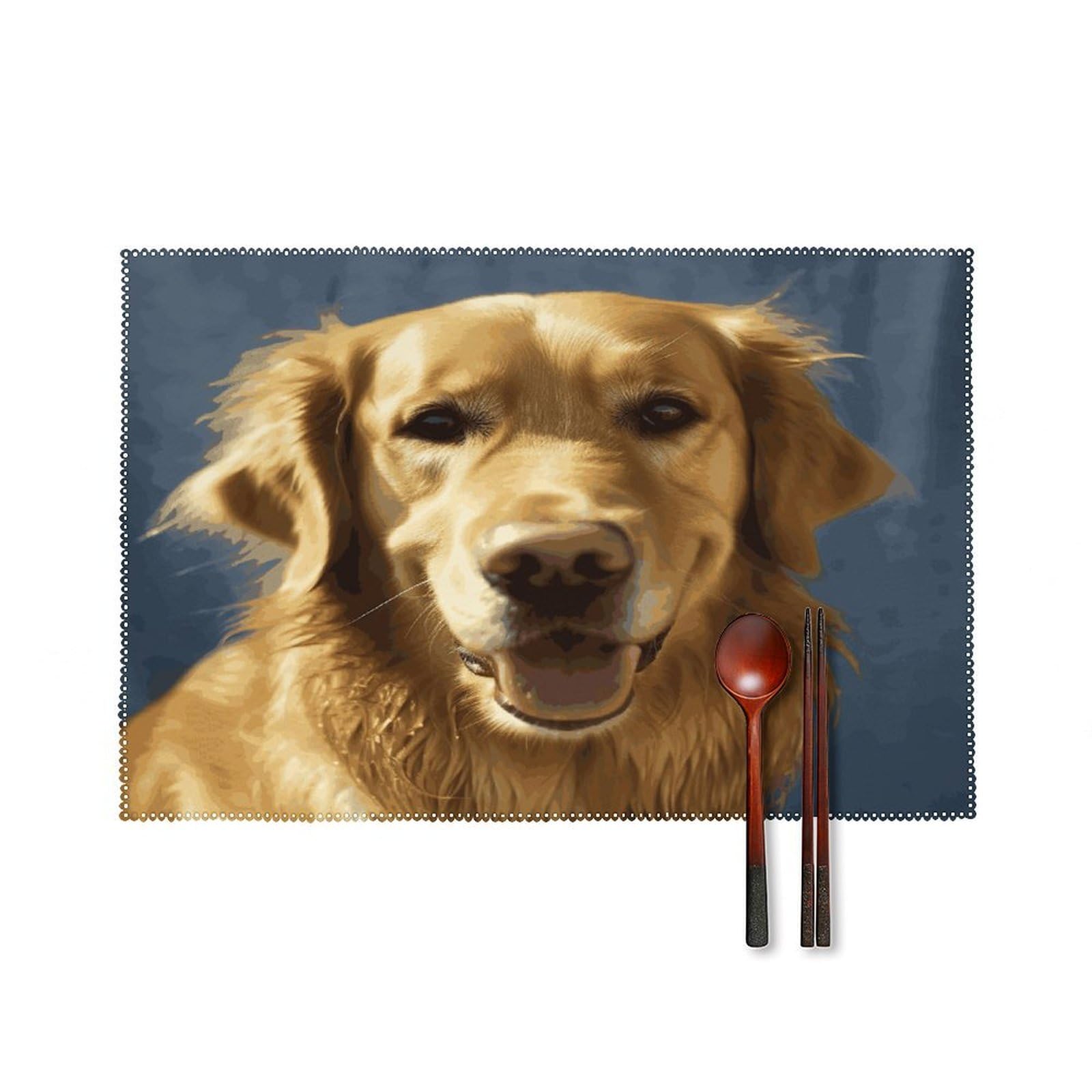 Fekiloot Style Golden Dog Placemats Set Of 6,Table Mat