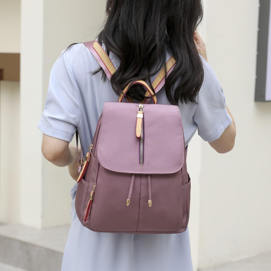 YANAER Small Backpack for Women Mini Backpack Lightweight Casual Daypack Backpack for Travel Handbag Nylon Bookbag Purple - Image 7