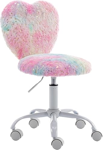 Silla pequeña para niños, bonita silla de escritorio para niñas, sillas de estudio rodantes, sillas de computadora rosas peludas, sillas de tocador