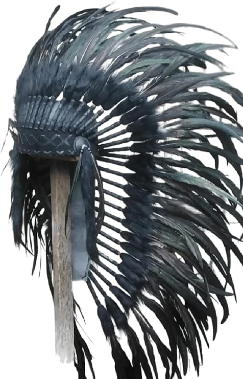 Native American Inspired Headdress - Handcrafted with Genuine Feathers and Beads