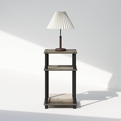 Miniatura 6 de Furinno JUST - Mesita de noche Turn-N-Tube de 3 niveles, mesa de noche sin herramientas, mesa auxiliar, mesa auxiliar con almacenamiento abierto
