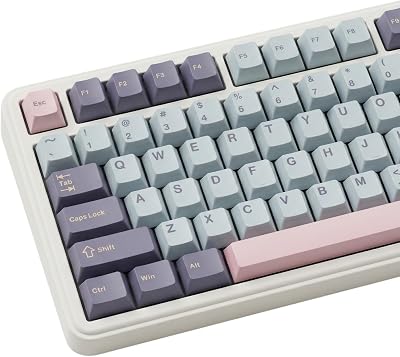 126 Keys PBT Double Shot Keycaps, Macaron Pastel Cute Keycap Set, Pink Blue Dreamy Cherry Profile Keycaps for Mechanical Keyboard 60% 65% 75% 100% Cherry MX Switches
