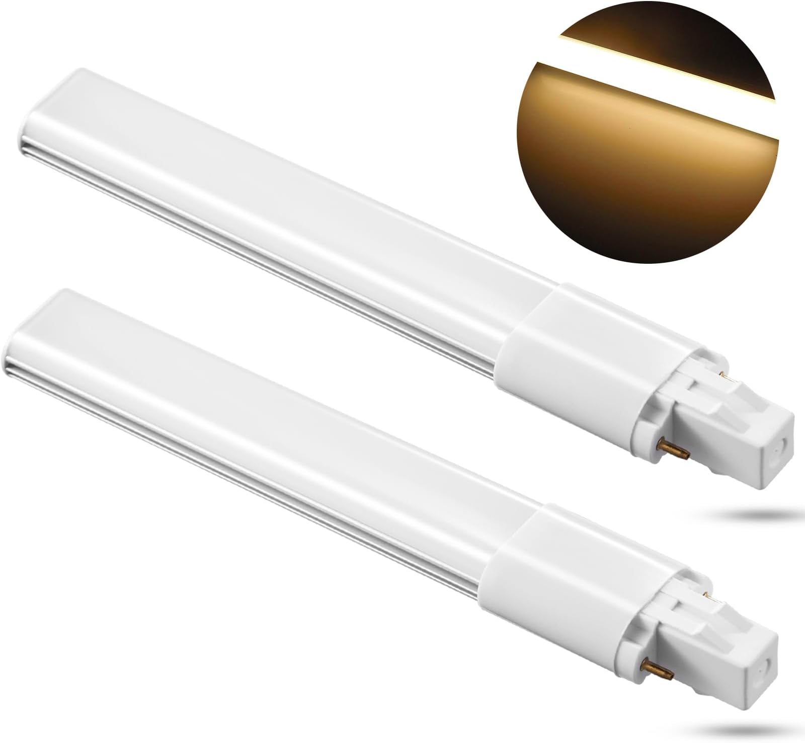 HengBO GX23 LED Bulb, 6W PL Horizontal Lamp, 13W CFL Equivalent, 180° Beam Angle, 3000K Warm White Recessed Down Light Bulb (Remove/Bypass The Ballast) – 2 Pack