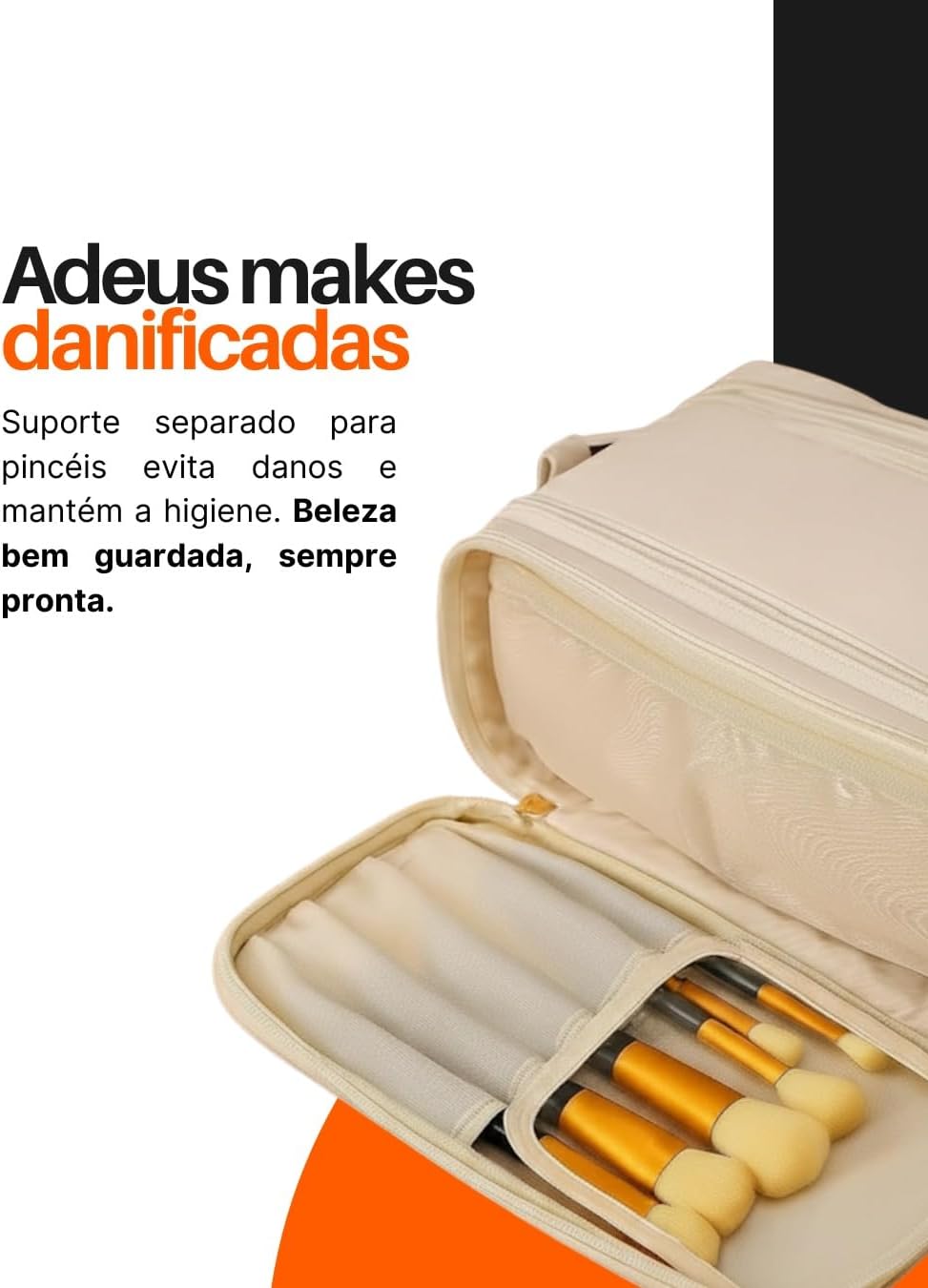 Necessaire Bolsa Organizadora de Maquiagem Couro Sintético Grande Capacidade com Duas Camadas, Alça Lateral, Divisórias Internas e Suporte para Pincéis – Ideal para Viagem (Gelo) Necessaire Bolsa Organizadora de Maquiagem Couro Sintético Grande Capacidade com Duas Camadas, Alça Lateral, Divisórias Internas e Suporte para Pincéis – Ideal para Viagem (Gelo)
