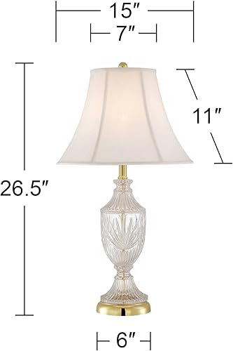 Miniatura 4 de Regency Hill Traditional Glam - Juego de 2 lámparas de mesa de lujo de 26.5 pulgadas de alto, urna de vidrio transparente, latón, metal dorado,