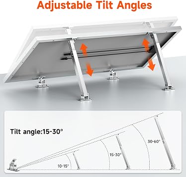 RICH SOLAR Adjustable Solar Panel Tilt Mount Brackets Support up to 300 Watt Solar Panel for Roof, RV, Boat and Any Flat Surface, for on-Grid/Off-Grid Systems