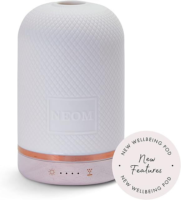 NEOM  Wellbeing Pod | Premium Ultrasonic Essential Oil Diffuser | Ceramic Cover, LED Light & Timer | Aromatherapy Diffuser | Home Fragrance