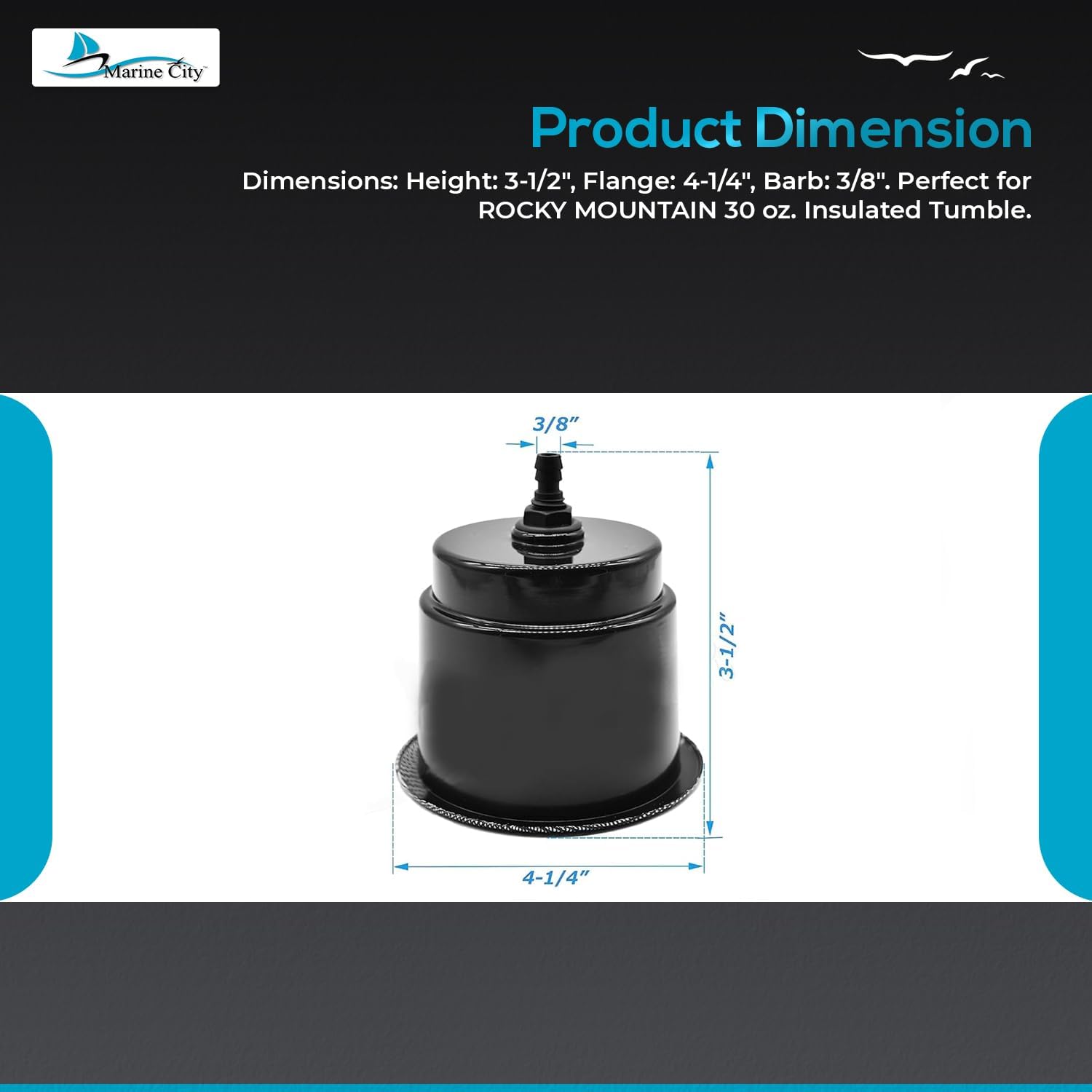 MARINE CITY Closeable Drain Plastic Cup Holder, Durable Polypropylene, Fits 30 oz Tumbler, Ideal for Boats, RVs, Yachts, Kayaks, Ships, Marines (Pack of 8)