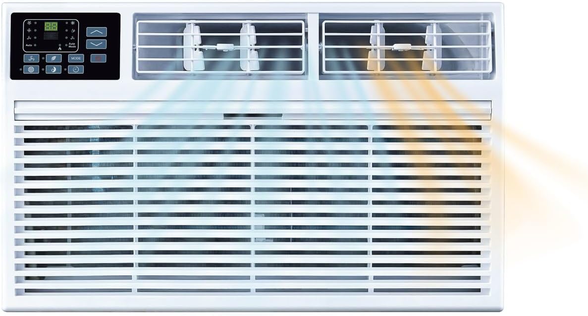 Whirlpool 14,000 BTU 230V Through-the-Wall Air Conditioner with Supplemental Heat, Dehumidifier and Remote, Wall AC Unit for Apartment, Living Room and Large Rooms up to 700 Square Feet in White