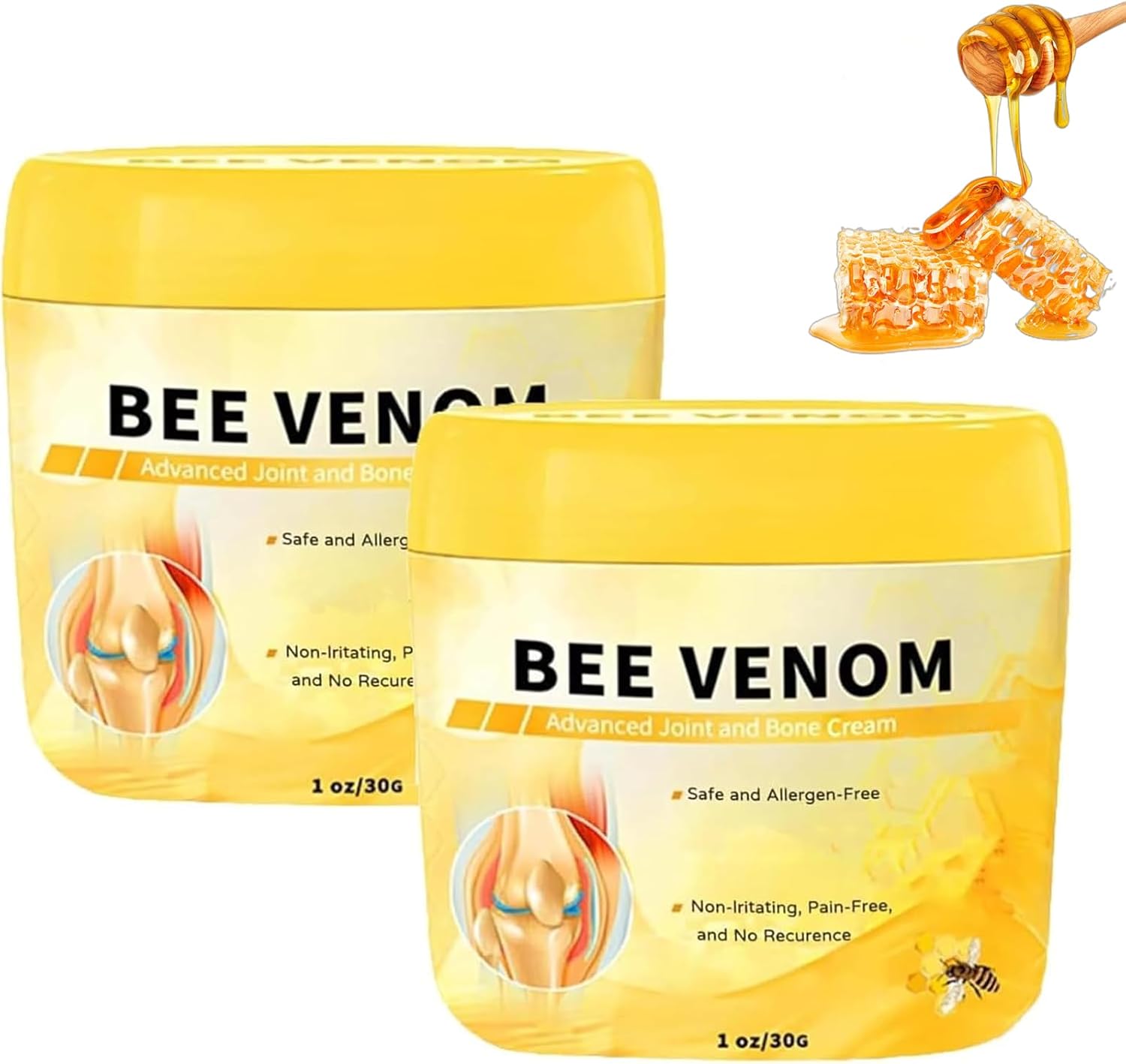 2Pcs Bee Venom Cream - Bee Venom Joint Relief Cream for Muscles - Advanced Joint and Bone Cream for Neck, Waist, Back, Hand, Feet, and Leg