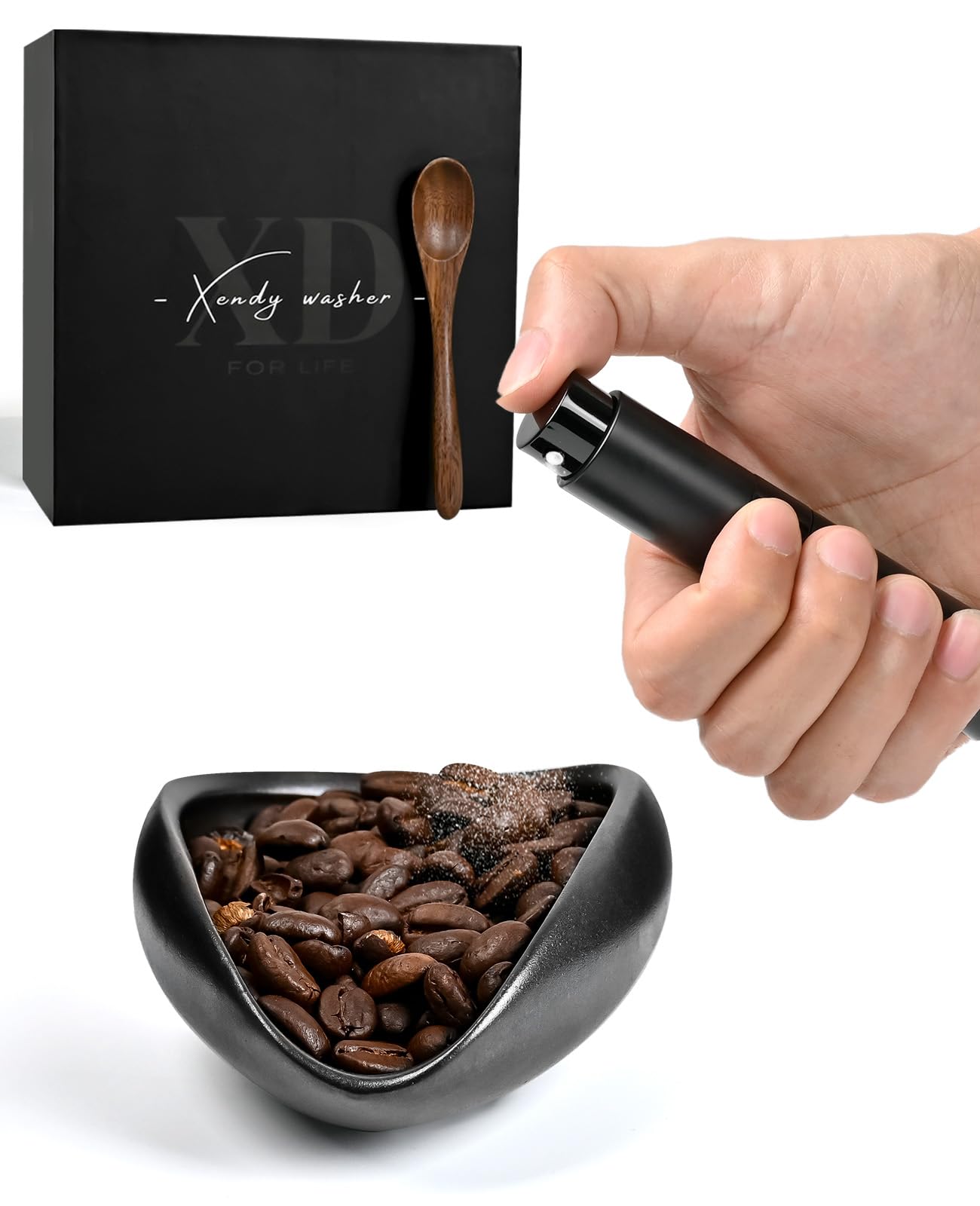 Coffee Dosing Cup and Coffee Spray Bottle Kit,Coffee Bean Dosing Cup Kit With Ceramic Coffee Dosing Tray, Rdt Spray Bottle and Wooden Spoon - Coffee espresso Accessories Kit for Coffee Lover Gift