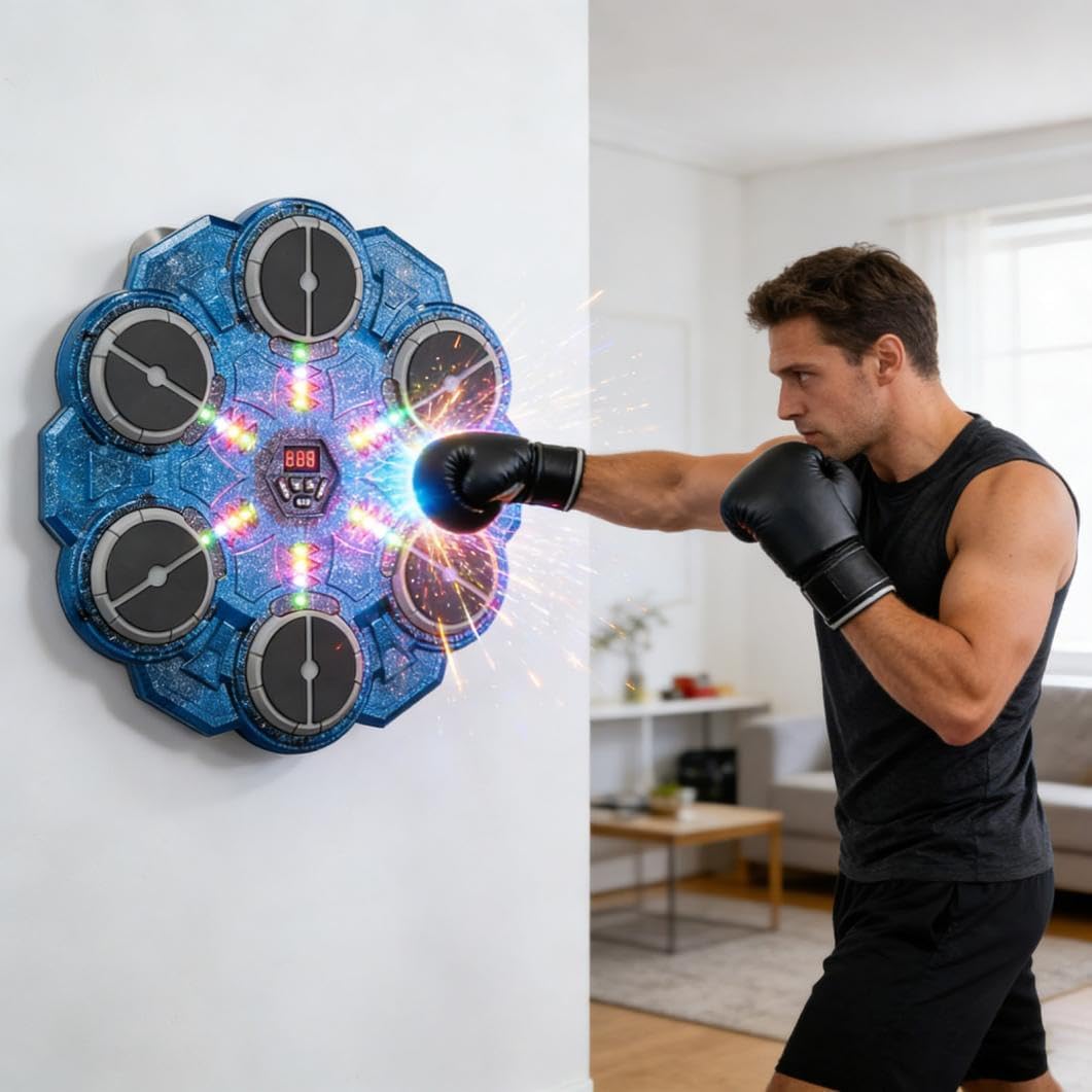 2026 New Music Boxing Machine, Wall Music Punching Machine Adult w/Bluetooth, 9 Speed Level, Light up Boxing Target, Gloves - Music Boxing Machine Workout Pad for Home