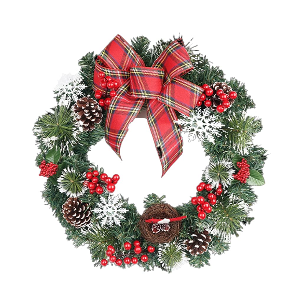 Guirlande de Noël avec nœud rouge et cônes de pin pour décoration intérieure