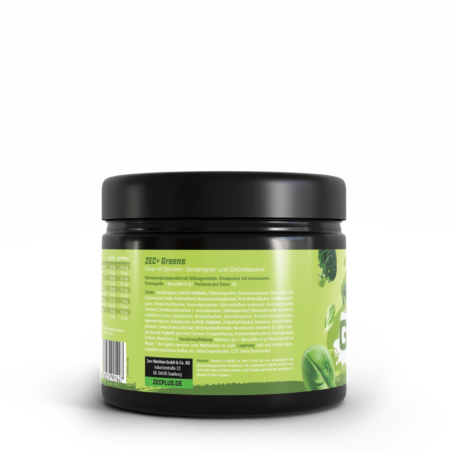 ZEC+ GREENS Superfood Drink – Mikronährstoffe Pulver 150g – mit Gerstengras, Spirulina & Chlorella, reich an Vitaminen & Mineralstoffen, 100% vegan, Made in Germany
