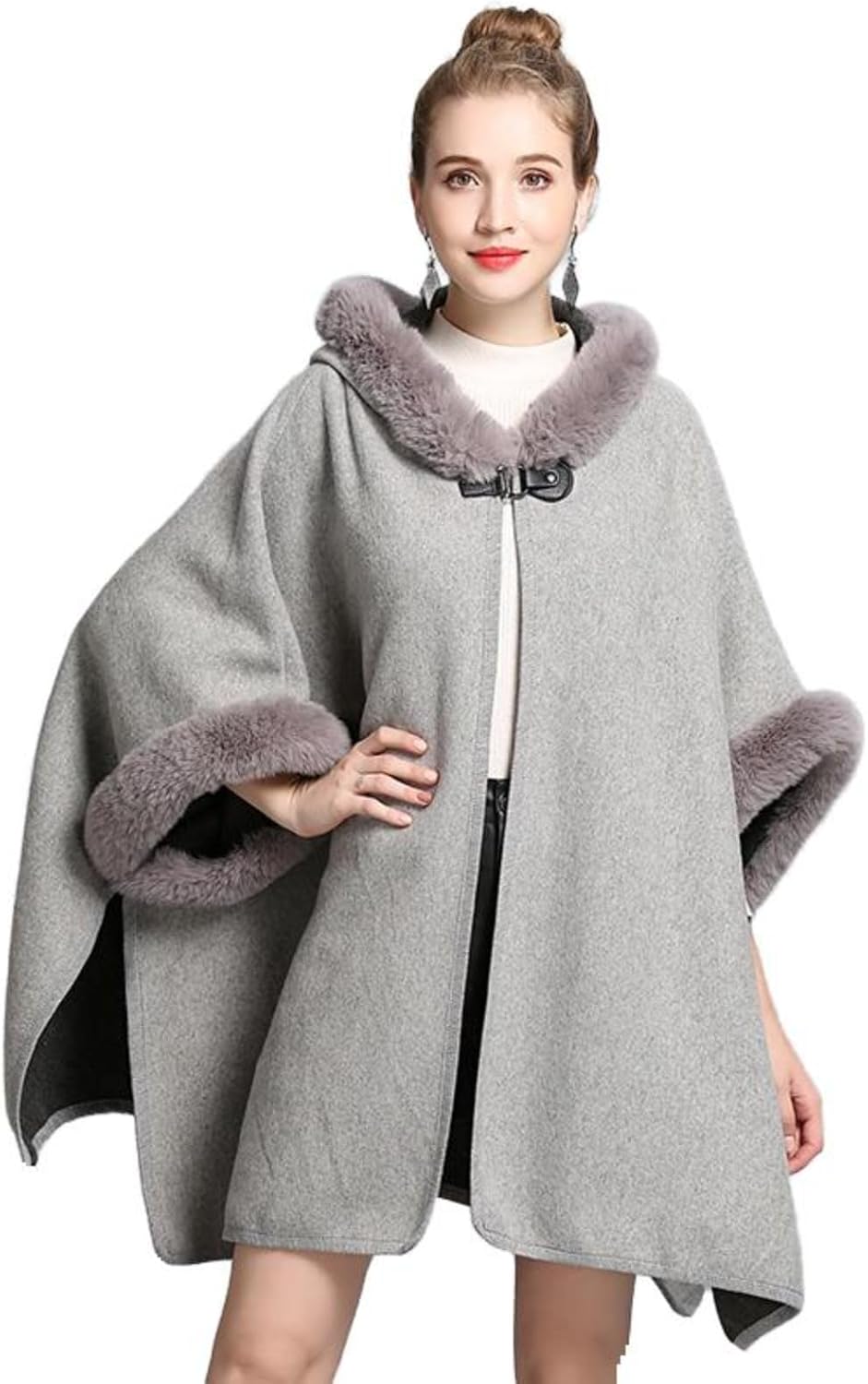 Autumn/Winter Shawl Hooded Open Cardigan Cape Shawl Cape Overcoat