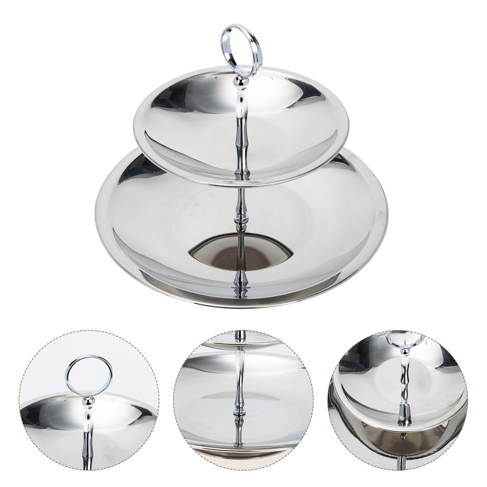 Bandeja para Servir Frutas de Acero Inoxidable de 3 Niveles, Soporte Desmontable y Escalonado Adecuado para Aperitivos en Casa u Oficina