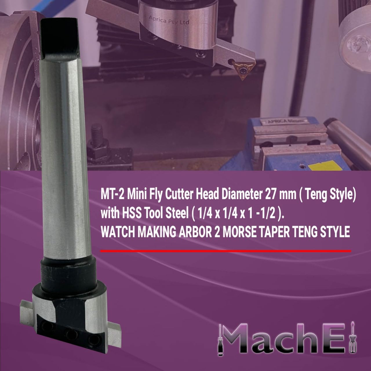 MachEl MT-2 Mini Fly Cutter Head Diameter 27 mm (Teng Style) with HSS Tool Steel (1/4" x 1/4" x 1-1/2") – Watchmaking Arbor 2 Morse Taper Teng Style