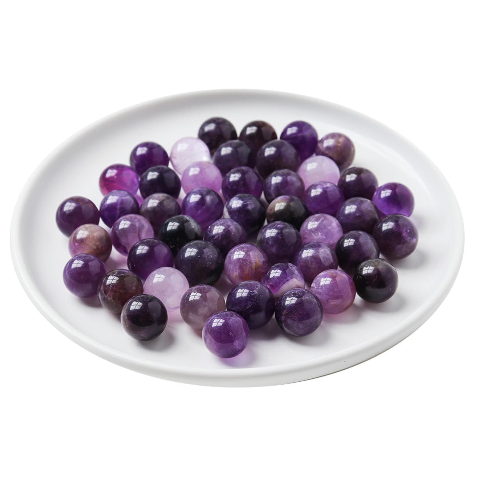 AUOQKQUT 20 Pcs Amethyst Crystal Sphere Ball Set, Polished Gemstone Balls for Decoration Fengshui 15mm