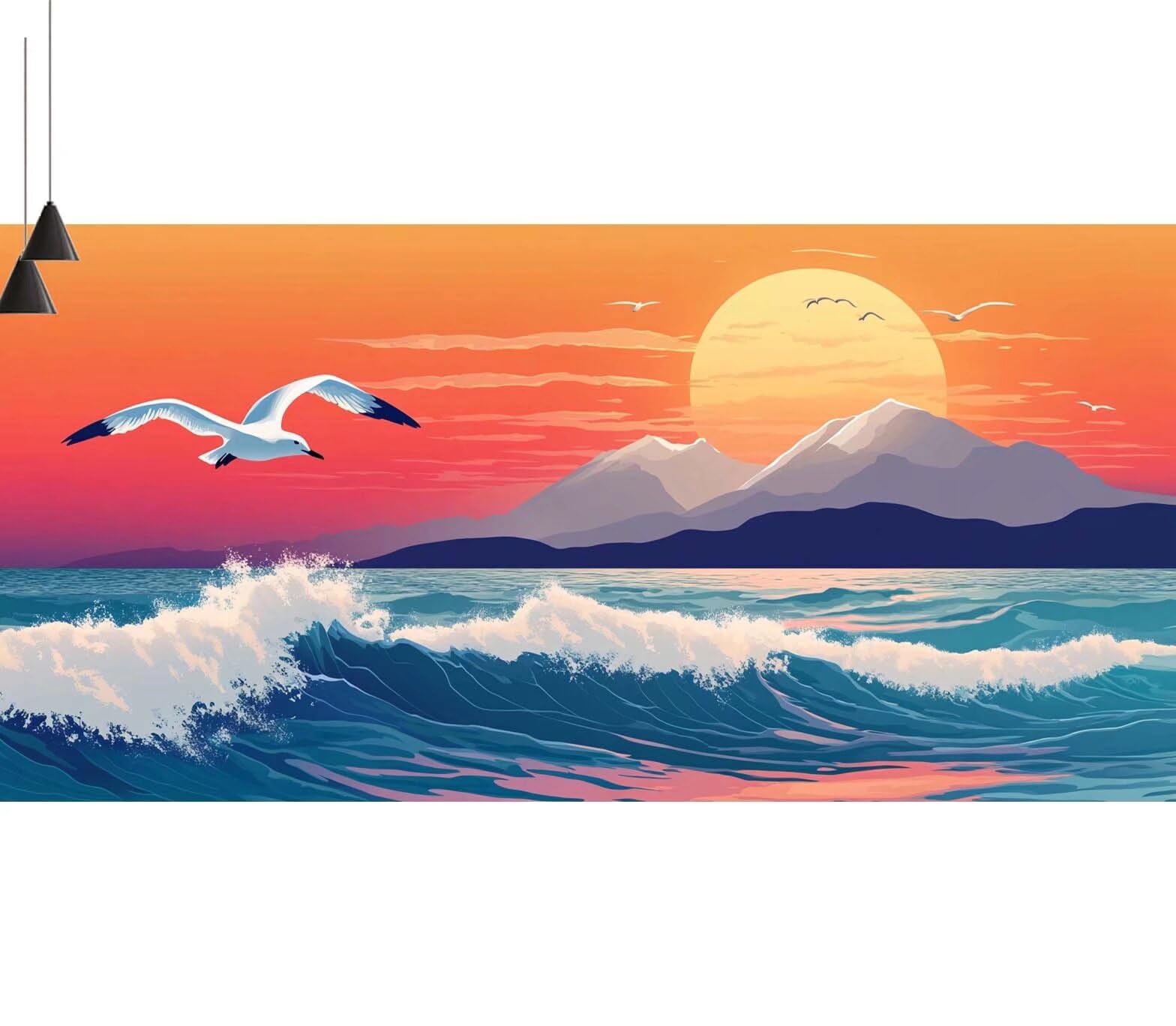 Dipingere con i Numeri per Adulti Bambini, Paint by Numbers con Pennelli Pittura a Pigmento Acrilico, Fai Da Te con Kit, Decora la casa Regalo (Senza Cornice)- Tramonto,Spiaggia 90x260cm V-724