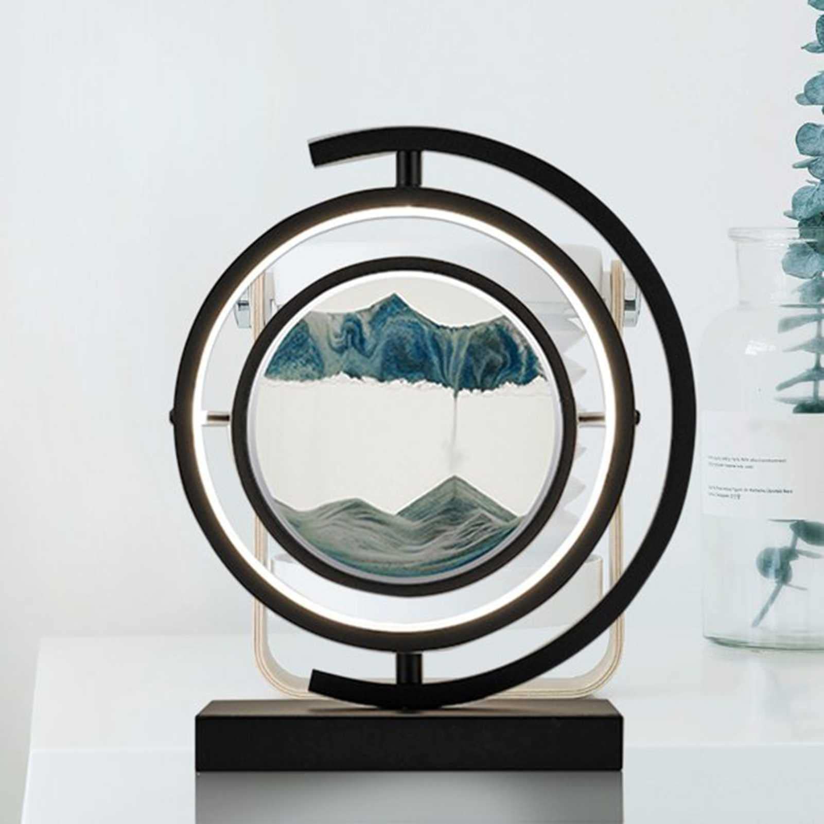 WlP Moving Sand Art Picture Moon Night Light 3D Deep Sea Moving Sandscapes With LED Light Round Glass Flowing Sand Large Desktop Sand Art Toys For Home Decor And Office Party Gift (Color : Blue)