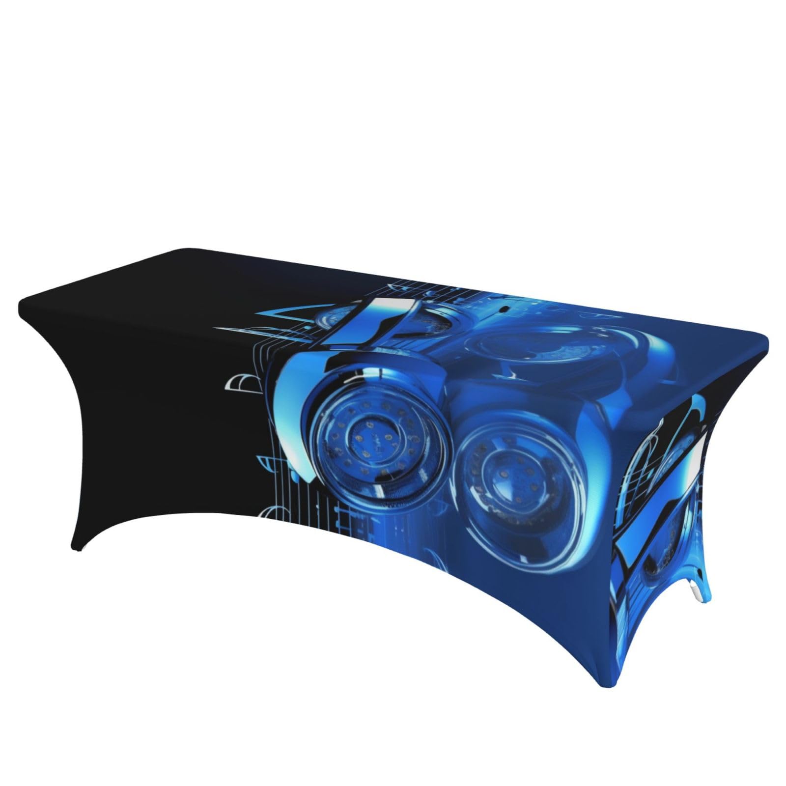 Nappe bleue musicale pour fête et mariage sur table de 1,8 m