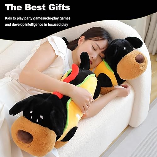 Miniatura 6 de ELAINREN Juguete de peluche para perro caliente, hamburguesa con queso negro, muñecos de comida de peluche, almohada de hamburguesa para perro,