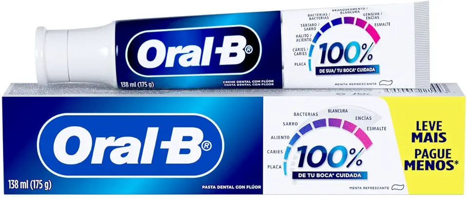 Oral-B Pasta de Dente 100% de Sua Boca* Cuidada, 1 Unidade de 175g