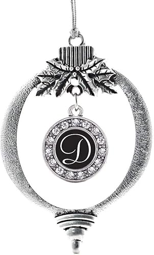 Miniatura 168 de Inspired Silver - My Vintage Initials - Adorno con dije de letra V - Adornos navideños de círculo plateado con joyas de circonita cúbica