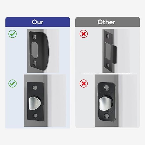 Miniatura 8 de HISAFE Manija de puerta de palanca de privacidad resistente negra mate para dormitoriobaño Palanca de puerta redonda reversible X-8606-DB-BK