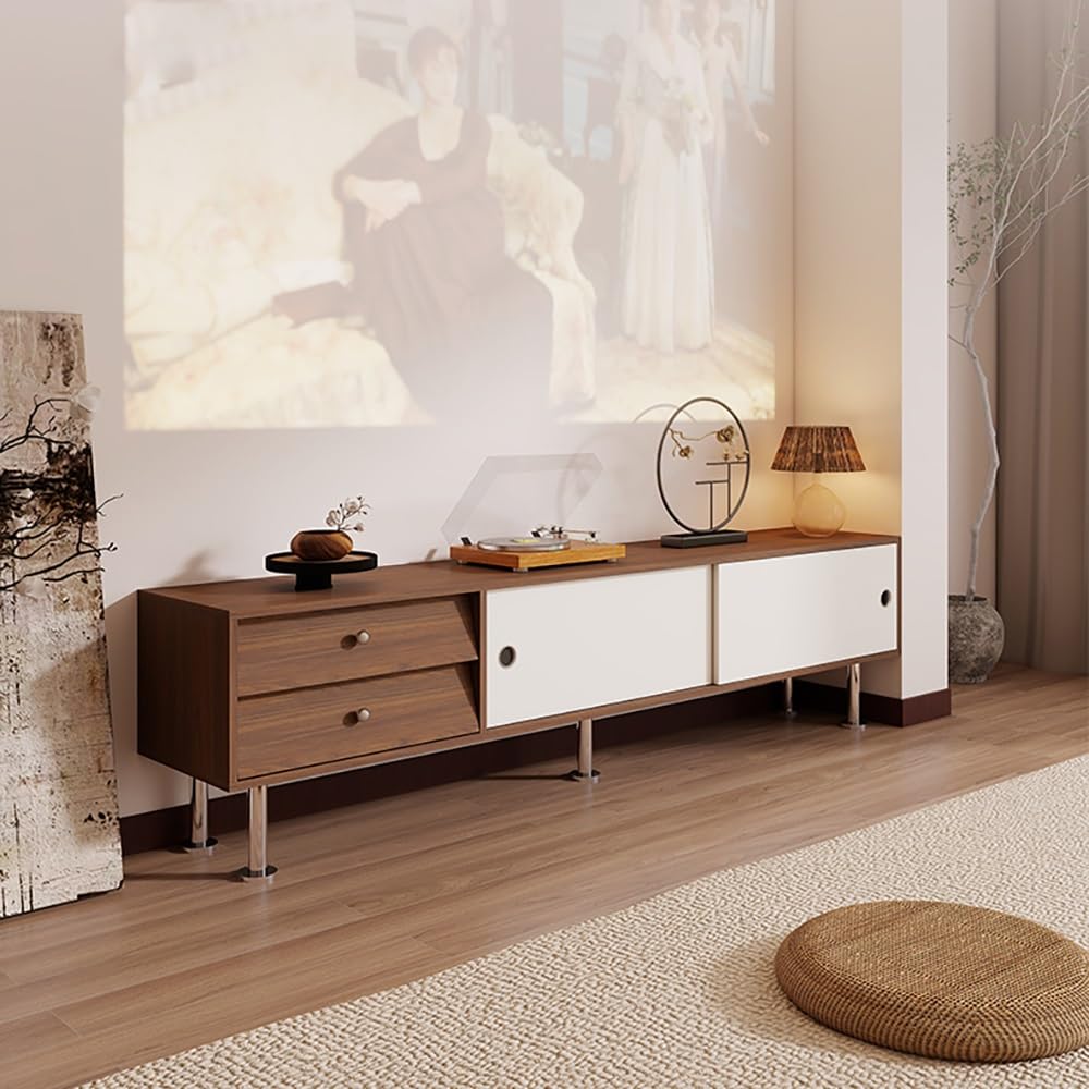 Retro biały drewniany stojak na telewizor 200 cm stylowe centrum rozrywki do salonu, hoteli i wakacji, konsola do przechowywania akcesoriów telewizyjnych i multimedialnych