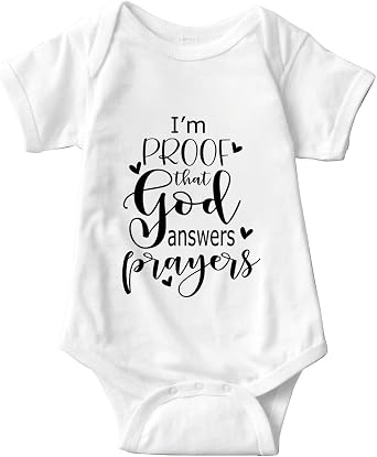 listery IM Proof That God Answers Prayers Baby Bodysuit Baby Religious Infant Christian Blessing Newborn