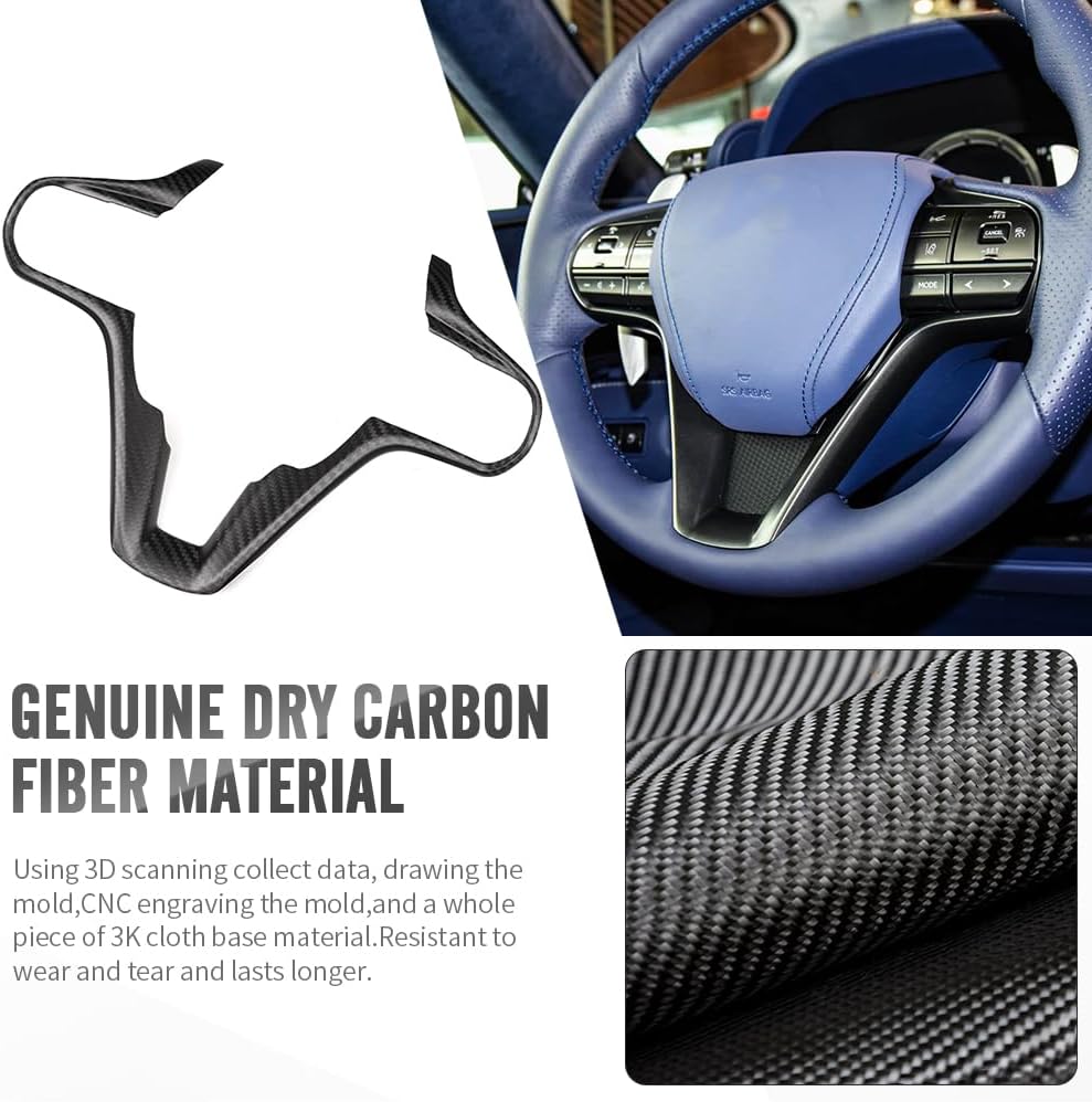 Real Carbon Fiber Steering Wheel Frame Trim for Lexus LC Z100 LC500 LC500h 2018 2019 2020 2021 2022 2023 2024 2025 Center Console Steering Wheel Cover (Matte Carbon)
