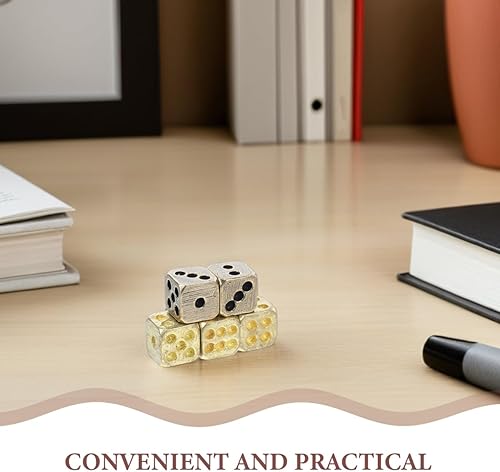 Miniatura 5 de Juego de 5 dados de metal de latón de 6 caras para mesas de juego de mesa, juegos de rol de fiesta de póquer