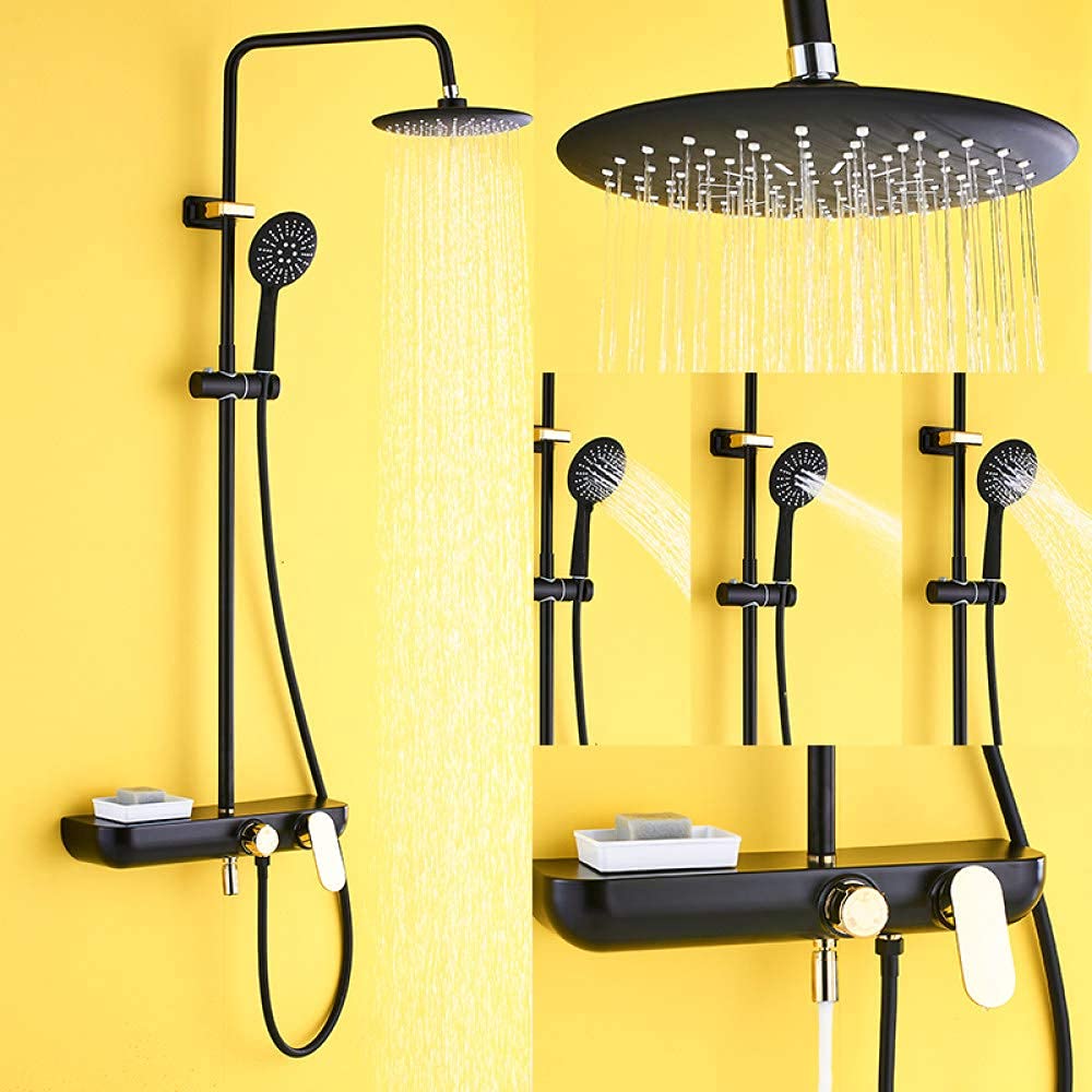 Ensemble de douche pluie 3 jets avec étagère gaint et bec de bain