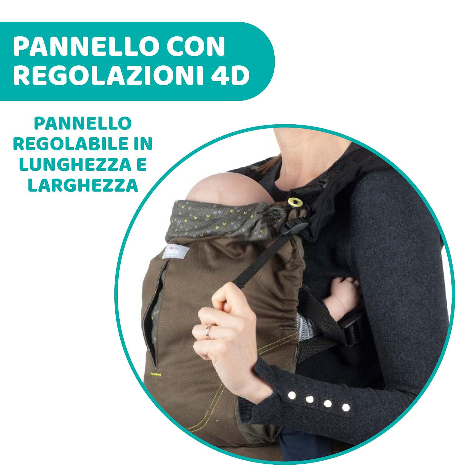 Chicco Marsupio Neonati Ergonomico Myamaki Fit, Zaino Porta Bambino dalla Nascita a 15 kg, Porta Bebè Evolutivo Multifunzione con Seduta e Pannello Regolabili, Supporto per Schiena e Collo - Leaf