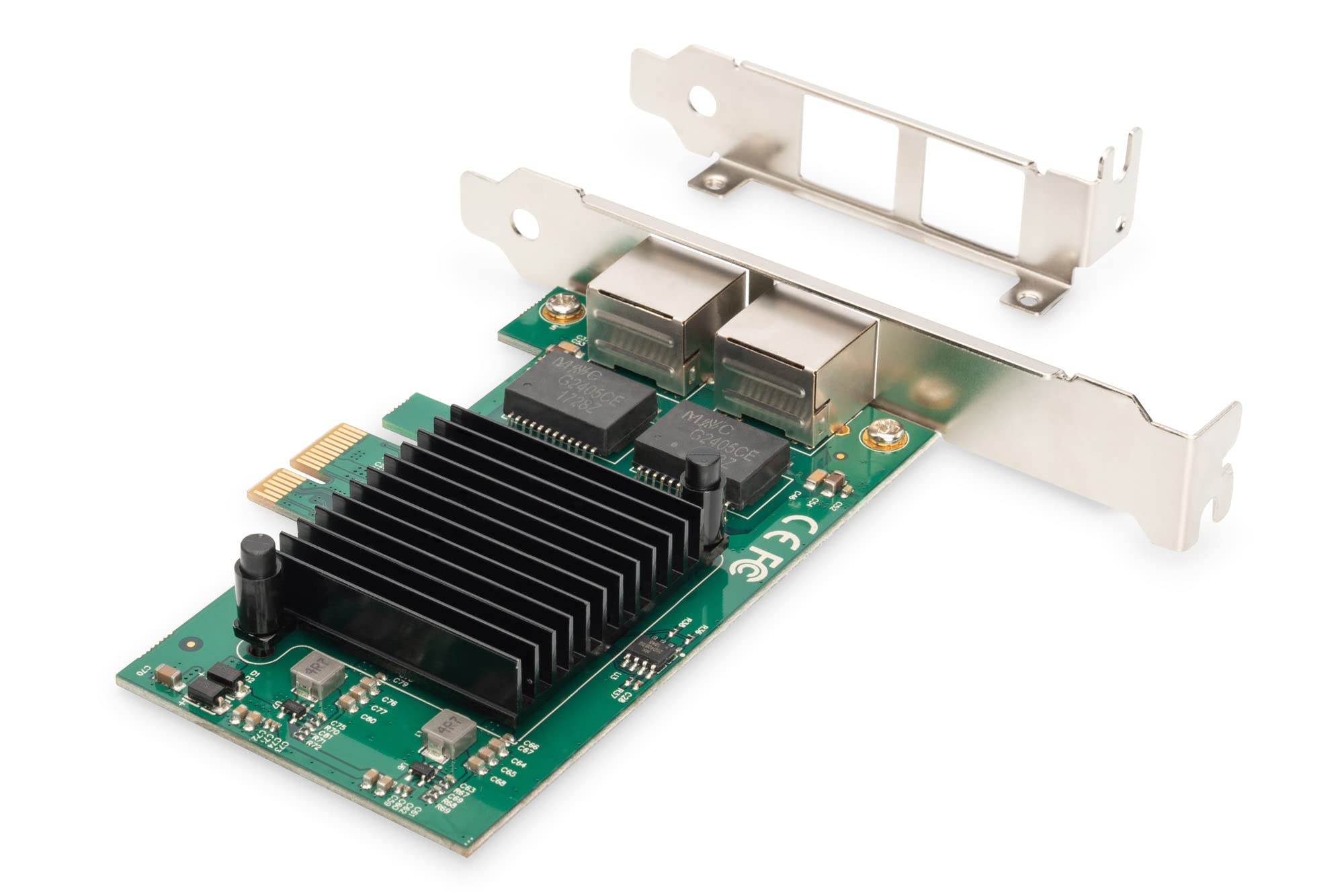 DIGITUS PCI Netzwerkkarte Gigabit – 2-Port LAN Karte mit RJ45 Anschluss – 10/100/1000 Mbps – Low Profile Blech – Plug and Play – Gigabit Ethernet PCI Karte