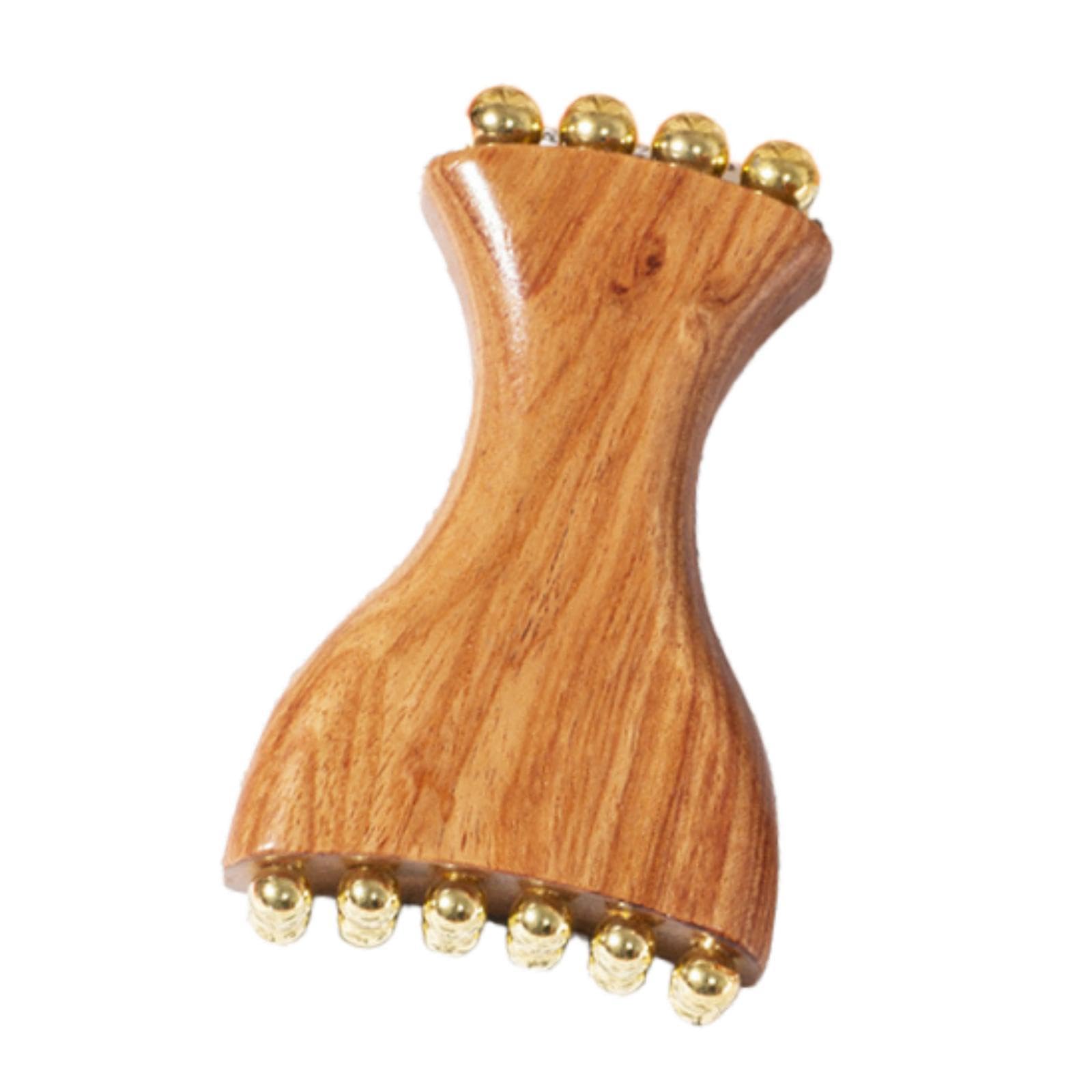 perfk Strumento per il viso Gua Sha Massaggio del viso Pettine per il ergonomico portatile Forniture versatili Cura della pelle Strumento per il massaggio, Colore Del Legno